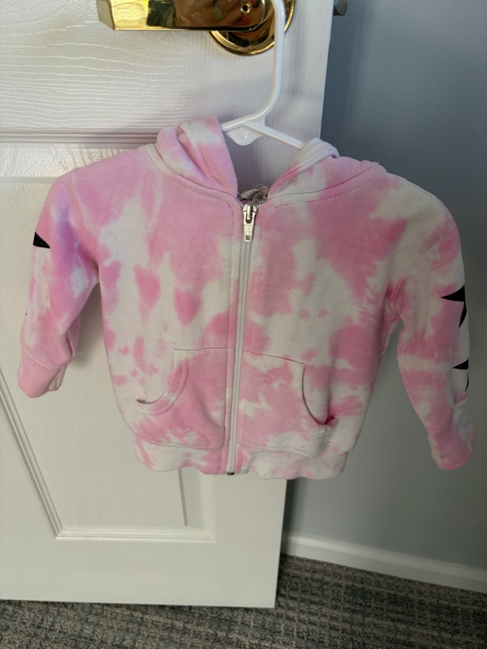Rabbit Skins Pink & White Tie-Dye Zip Hoodie for Kids
